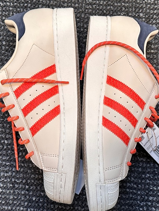 Adidas Other - Adidas Originals Superstar sneakers, beige leather upper, orange stripes